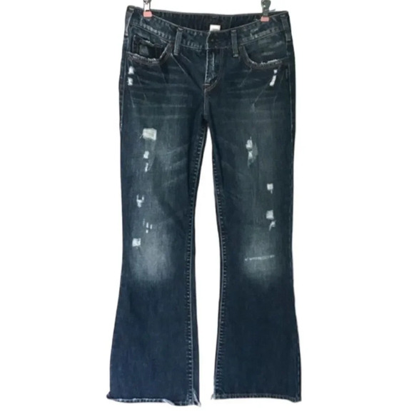 Silver Aiko Jeans 28 Distressed Boot Cut Altered Cut - Picture 1 of 10